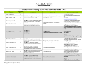 4th Grade Science Pacing Guide First Semester 2016