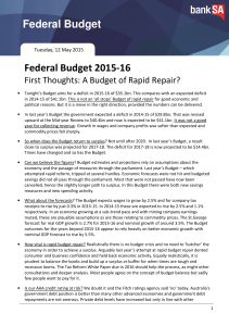 Federal Budget - May 2015/16