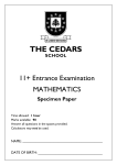 Mathematics 11+ Specimen Paper