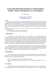 Connecting Repeating Decimals to Undergraduate Number Theory