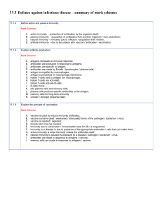 11.1 Defence against infectious disease – summary