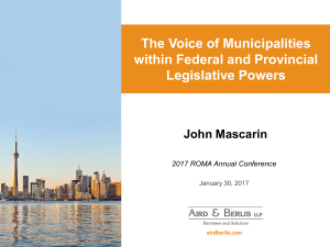 The Voice of Municipalities within Federal and Provincial Legislative