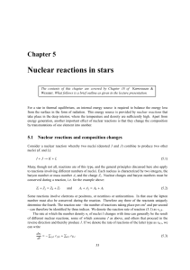 Chapter 5 Nuclear reactions in stars