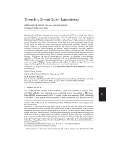 Thwarting E-mail Spam Laundering - Computer Science