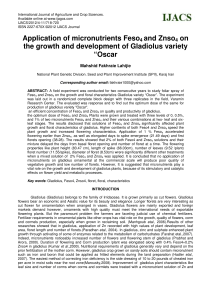 Application of micronutrients Feso4 and Znso4 on the growth and