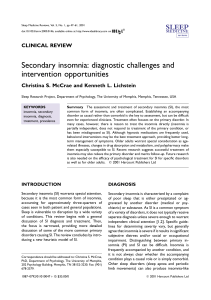 Secondary insomnia: diagnostic challenges and intervention