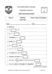 SAN ĠORĠ PRECA COLLEGE PRIMARY SCHOOLS Half Yearly