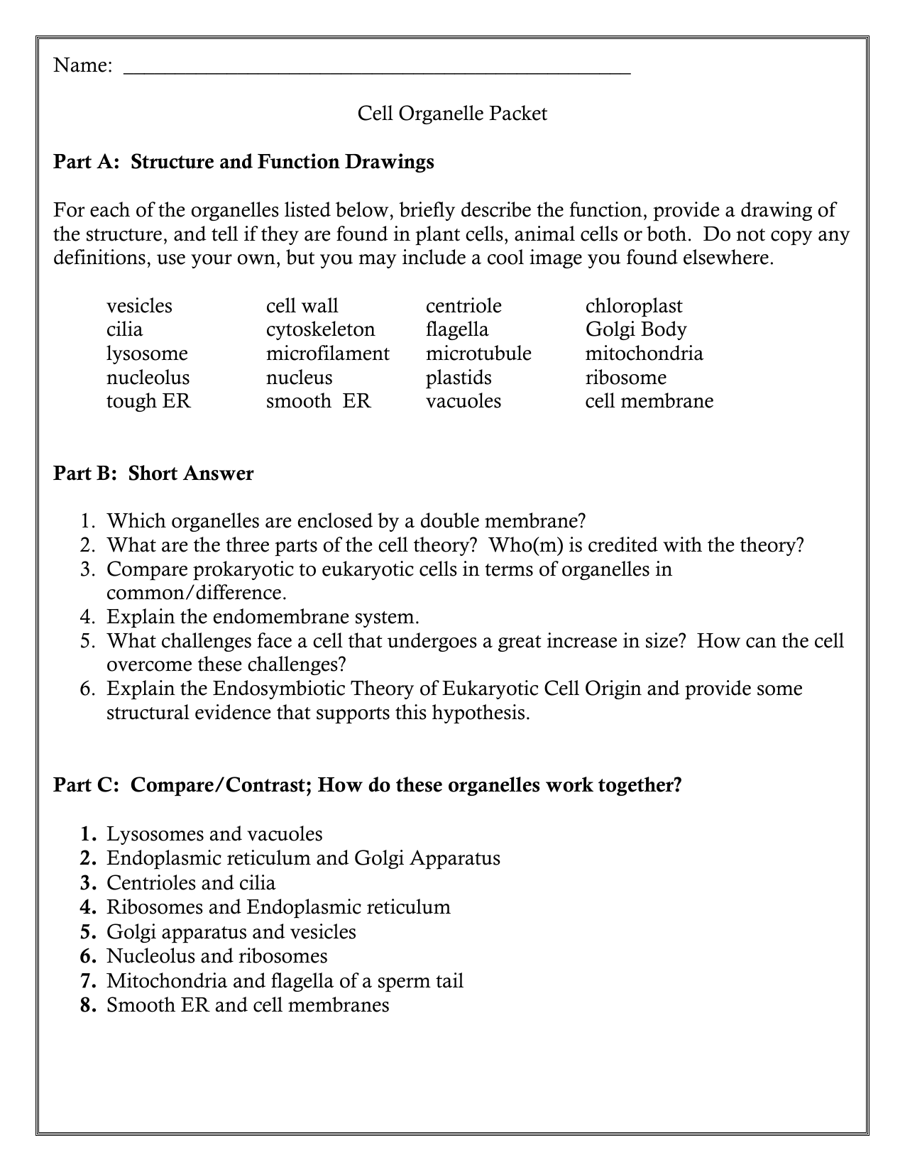 Cell Organelle Packet