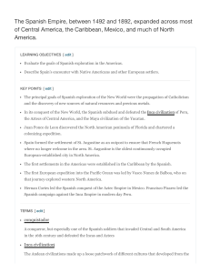 The Spanish Empire, between 1492 and 1892