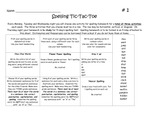 Spelling Tic-Tac-Toe