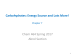 Carbohydrates: Energy Source and Lots More! Chem 464 Spring