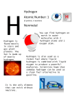 Hydrogen Atomic Number: 1 Nonmetal