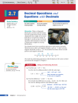 Decimal Operations and Equations with Decimals