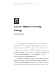 Note on Defensive Marketing Strategy