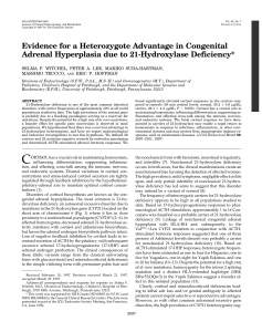 Evidence for a Heterozygote Advantage in Congenital Adrenal