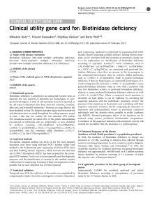 Clinical utility gene card for: Biotinidase deficiency