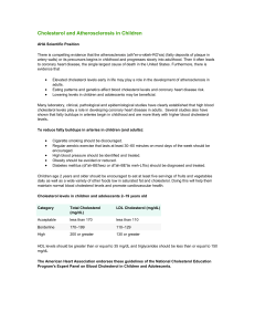 Cholesterol and Atherosclerosis in Children