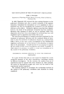THE REGULATION OF THE PULMONARY CIRCULATION In 1903