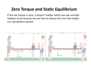 Zero Torque and Static Equilibrium