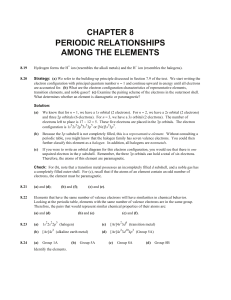 CHAPTER 8 PERIODIC RELATIONSHIPS AMONG THE ELEMENTS