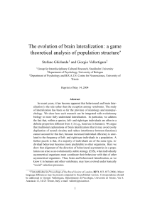 The evolution of brain lateralization: a game theoretical