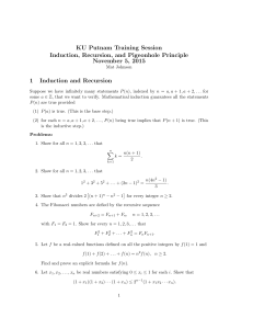 KU Putnam Training Session Induction, Recursion, and Pigeonhole