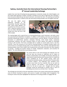 Sydney Leadership Exchange - International Housing Partnership