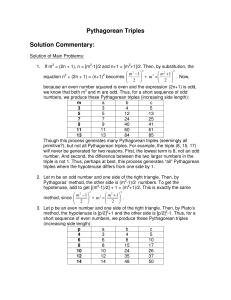 Pythagorean Triples Solution Commentary: