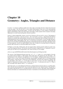 Chapter 10 Geometry: Angles, Triangles and Distance