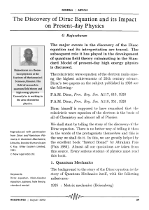 The Discovery of Dirac Equation and its Impact on Present