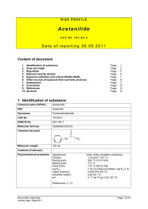 RISK PROFILE of acetanilide
