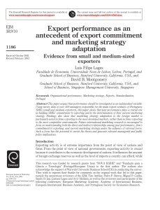 Export performance as an antecedent of export