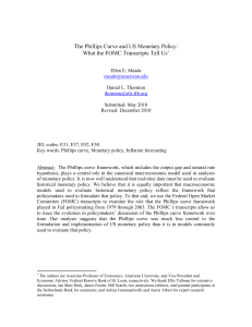 The Phillips Curve and US Monetary Policy