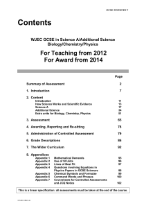 Linear GCSE in Science for assessment from 2014 pdf | GCSE