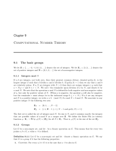 Chapter 9 Computational Number Theory