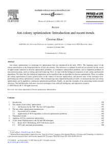 Ant colony optimization - Donald Bren School of Information and