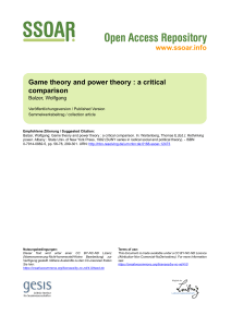 www.ssoar.info Game theory and power theory : a critical comparison
