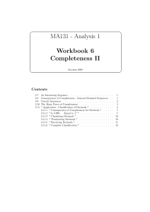 MA131 - Analysis 1 Workbook 6 Completeness II
