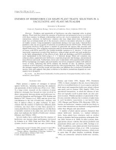 ENEMIES OF HERBIVORES CAN SHAPE PLANT TRAITS