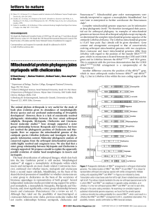 Mitochondrialproteinphylogenyjoins myriapods with chelicerates