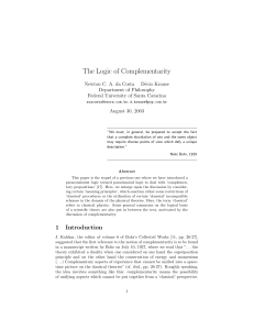 The Logic of Complementarity - Philsci