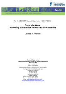 Buyers be Wary: Marketing Stakeholder Values and the Consumer