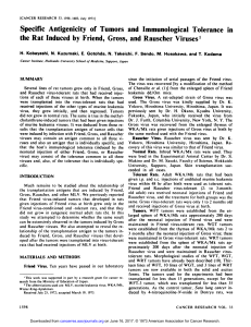 Specific Antigenicity of Tumors and