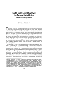 Health and Social Stability in the Former Soviet Union
