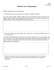Mendel`s Laws of Segregation