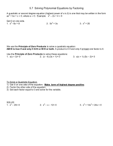 5.7 Solving Polynomial Equations by Factoring