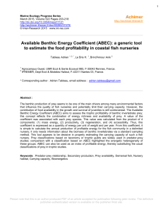 Available Benthic Energy Coefficient (ABEC): a - Archimer