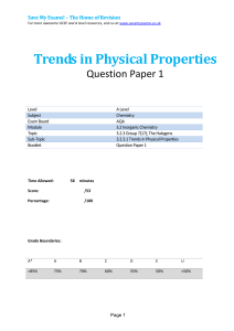 Trends in Physical Properties