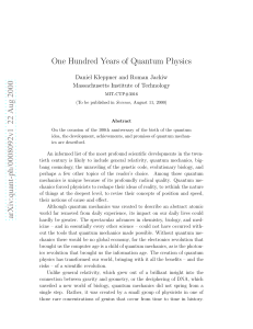 One Hundred Years of Quantum Physics