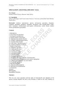 Speciation and Intra-Specific Taxa